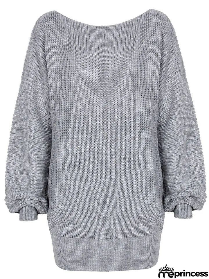 Comfortable Pullover Off-The-Shoulder Casual Loose Knit Sweater Mini Dress