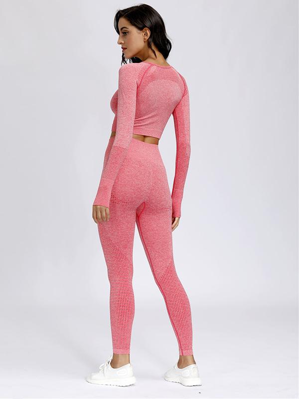 Long Sleeves Exposed Navel Yoga Suits 3942