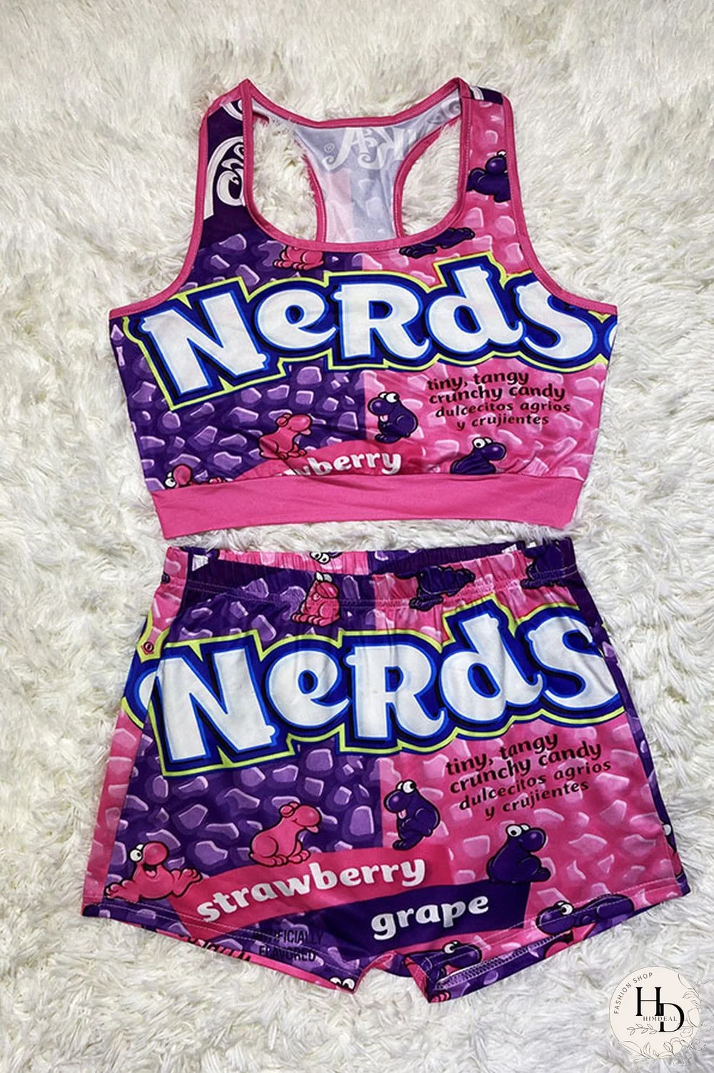 Red-green Sexy Print Straight Sleeveless Two Pieces