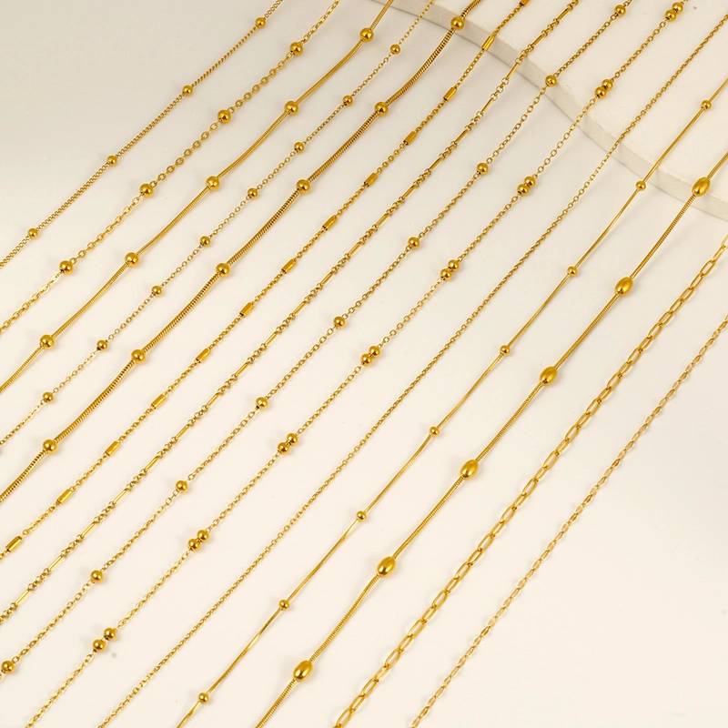 1 Piece 304 Stainless Steel 18K Gold Plated Cable Chain Snake Chain 42+5cm Jewelry Accessories Chain