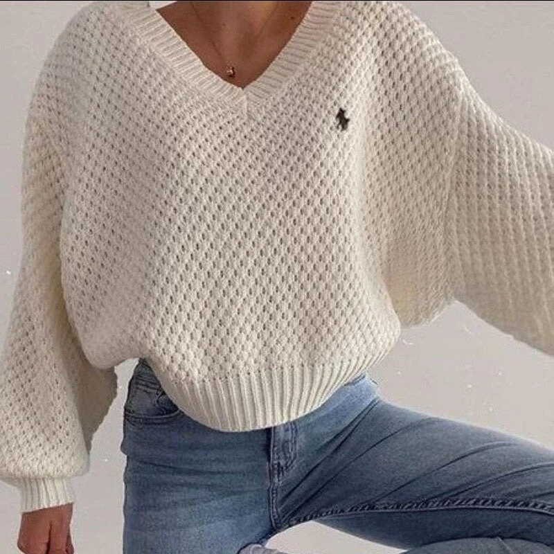 Billlnai 2023 Hot Sale Spring and autumn new fashion sexy v-neck loose top women Harajuku oversized sweater women fall sweaters for women