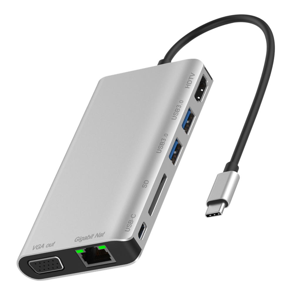 

Portable USB Type C HUB Converter PD USB 3.0 HDMI VGA Card Reader Adapter, 501 Original