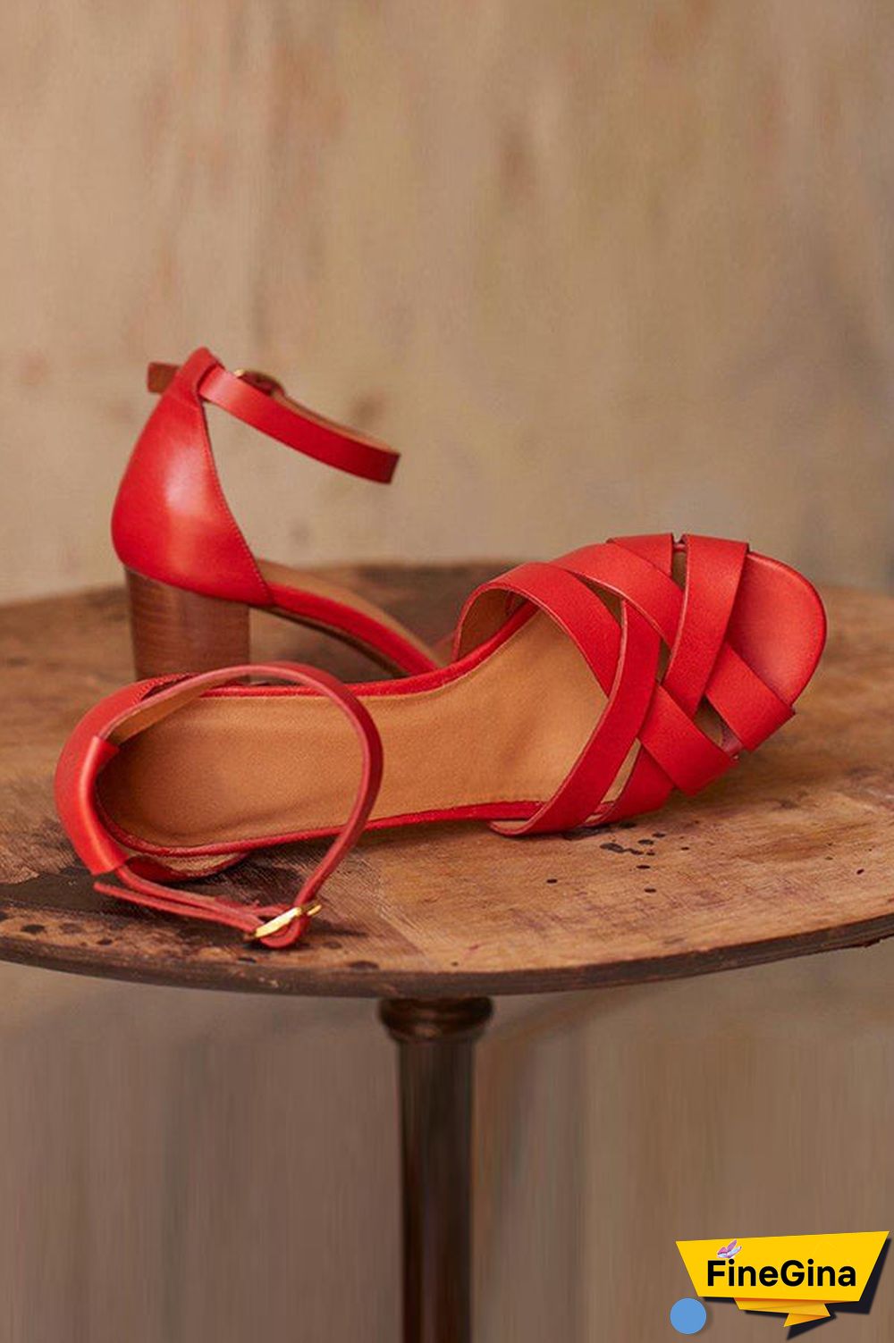 Cross Chunky Heels Sandals