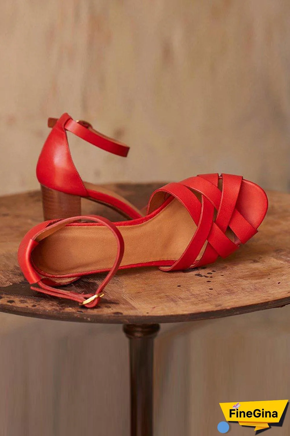 Cross Chunky Heels Sandals