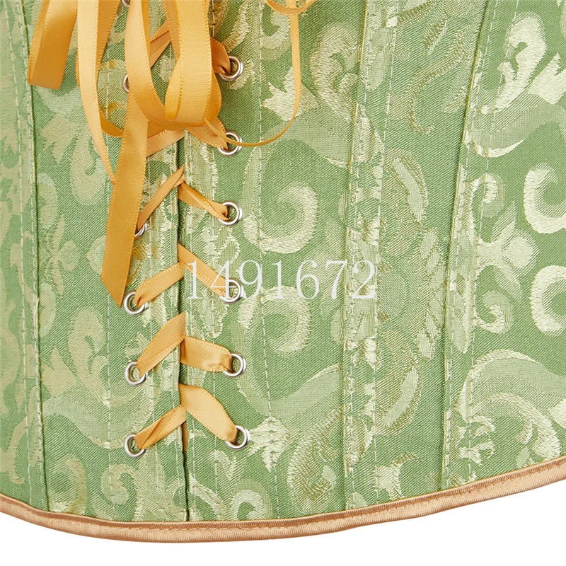 Billionm Corset Sexy Bustier Vest Top Zipper Lingerie Plus Size Gothic Brocade Victorian Corselet for Women Burlesque Black White Green