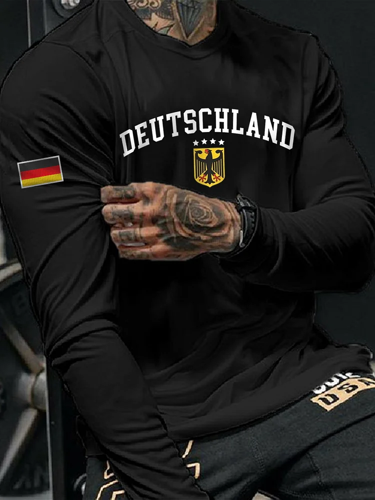 Männer Deutschland gedruckt Langarm T-Shirt