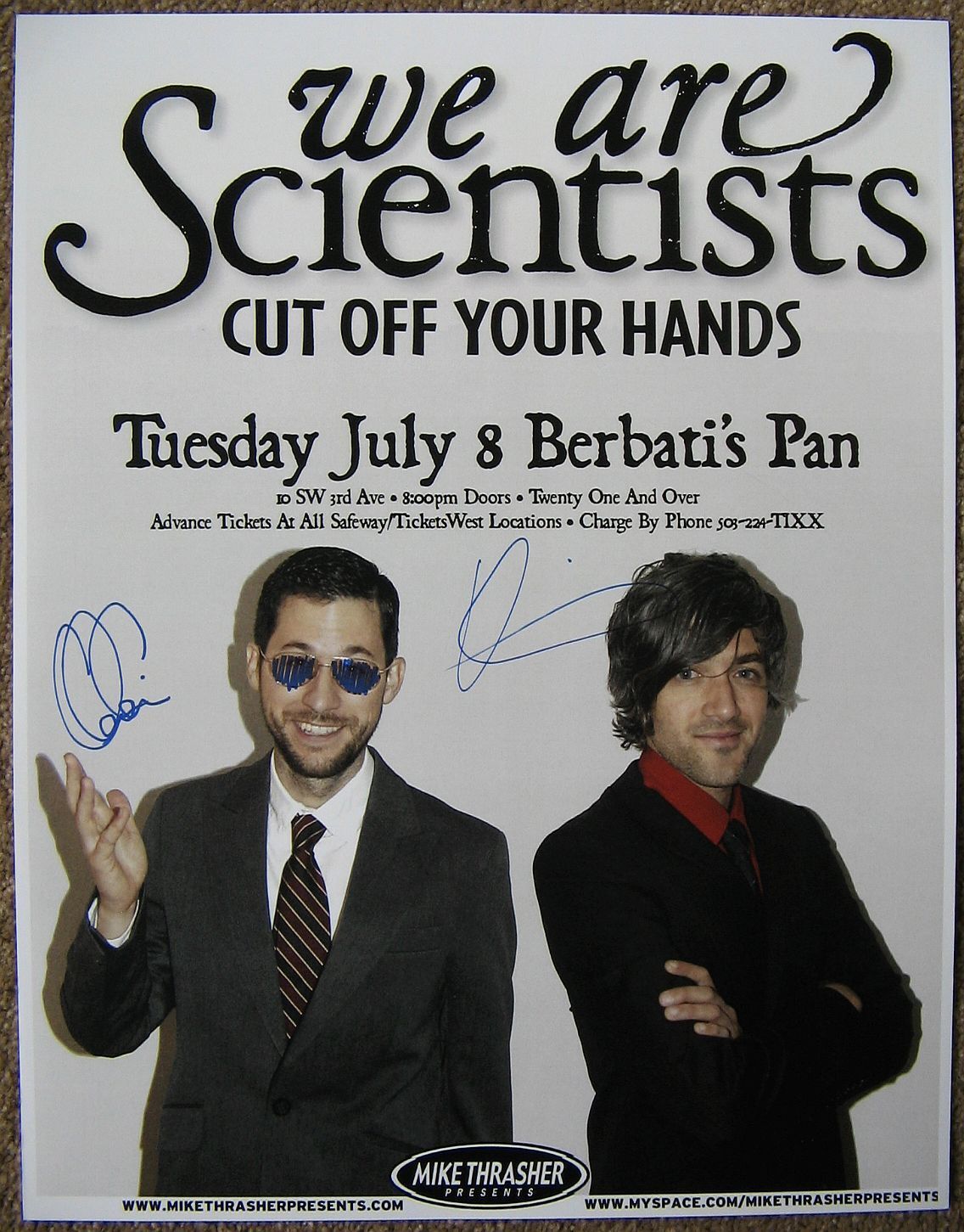 Signed WE ARE SCIENTISTS Gig POSTER In-Person w/proof Autograph Concert