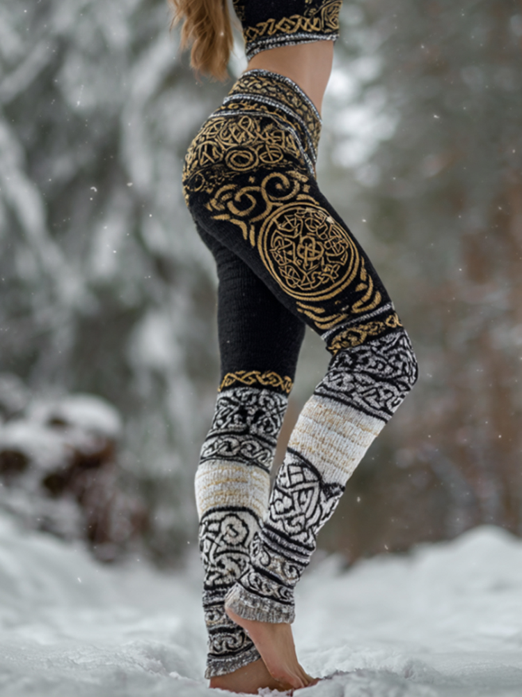Viking Style Viking Compass Celtic Knot Slim-fit Leggings elevenforest