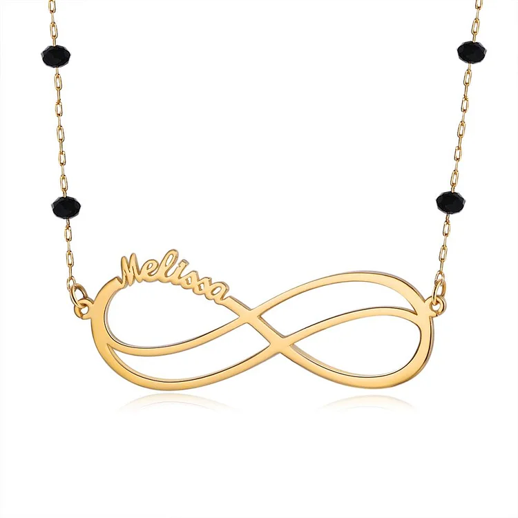 Infinity Kundenspezifische Halskette Namenskette 1-6 Namen mit Perlen