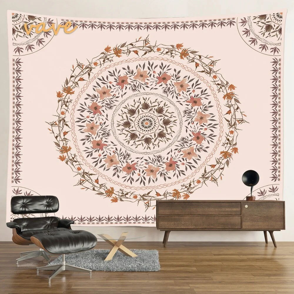 Nigikala Phase Tapestry Black and White Wall Hanging Boho Hippie Mandala Cloth Fabric Tapestry Flower Aesthetic Room Dorm Decor