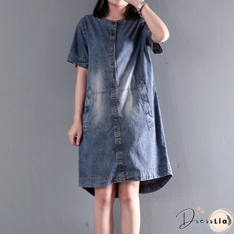 Loose denim sundress plus size causal denim summer dresses shift dress