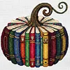 Books Pumpkin Full 18CT DIY Stamped Needlework Embroidery Kit 15.75x15.75inch Embroidery Needlepoint Starter Kits Cross Stitch Art and Crafts Kits for Beginners Adults Home Decor (18CTAFF-2098__C__40X