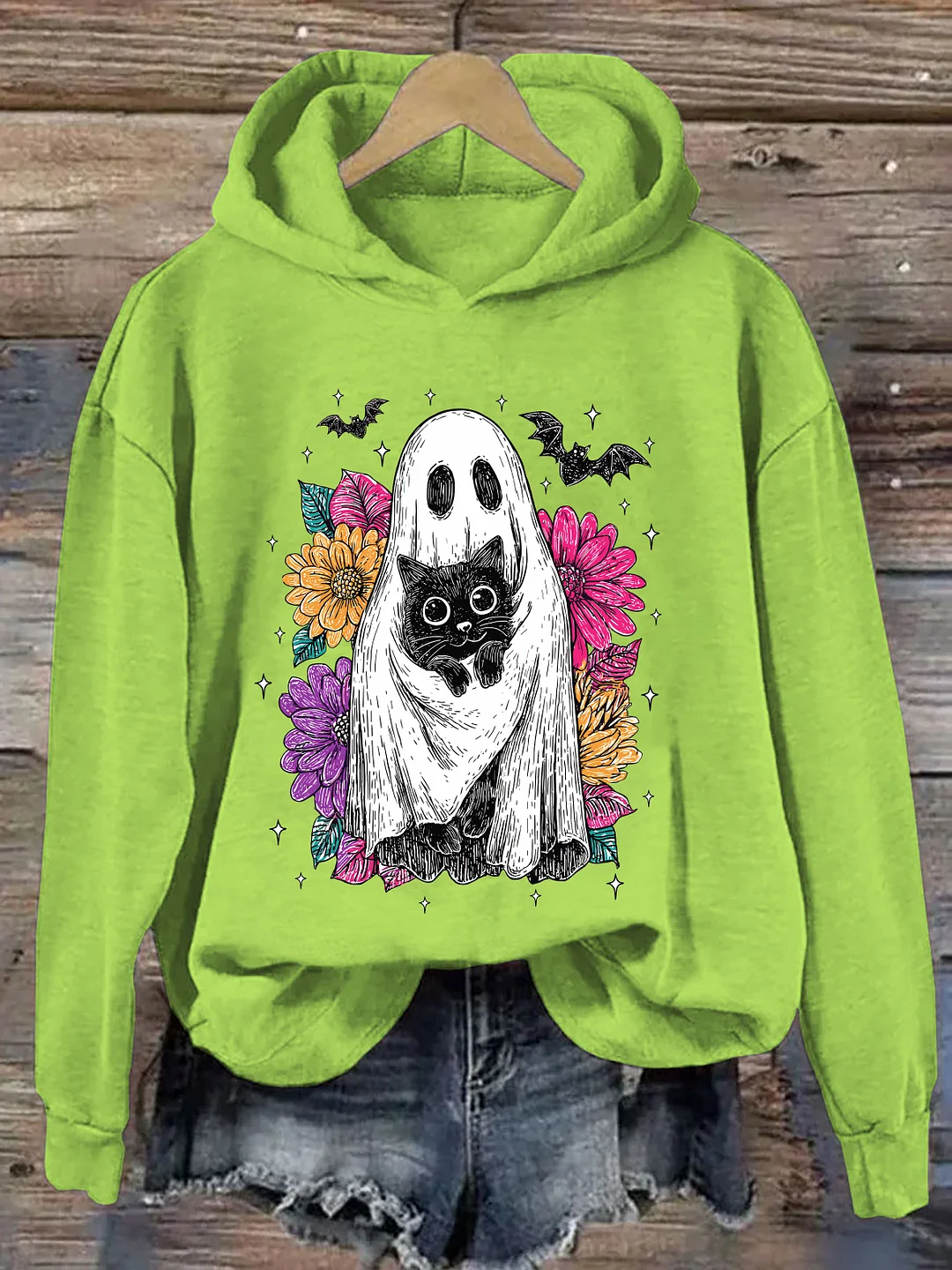 Halloween Ghost And Cat Hoodie