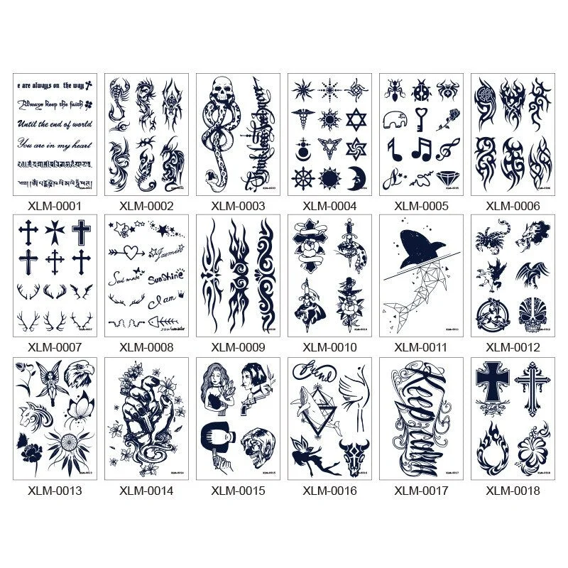 Waterproof Temporary Tattoo Sticker skull bull Cross English Letters Tatoo Fake Tatto