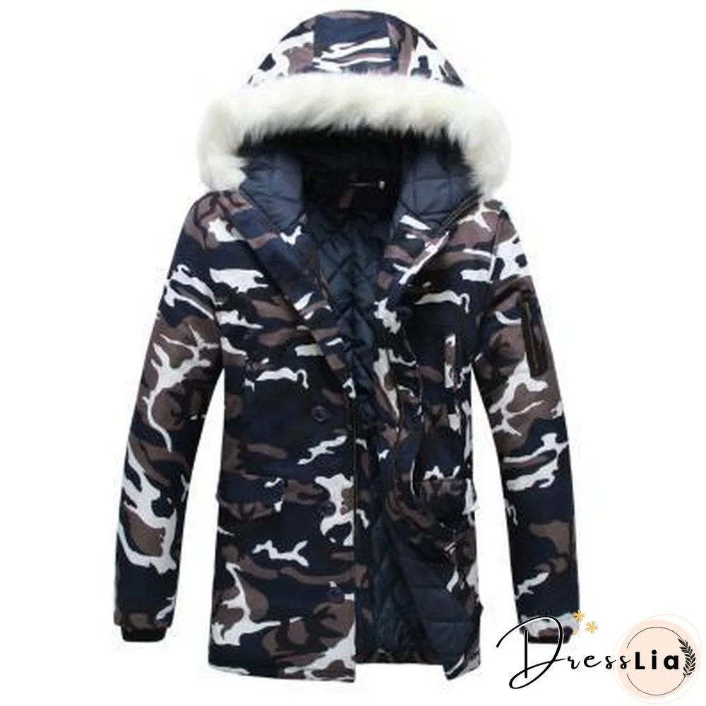 Camouflage Down Parkas Jackets  Men's Parka Hooded Coat Fur Collar Parkas Winter Jacket Military Down Overcoat