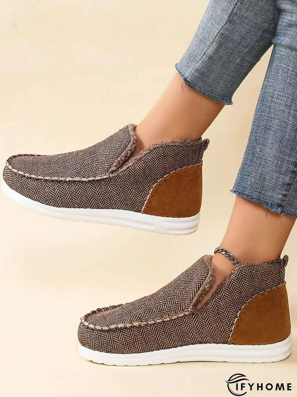 Womens's Warm Lined Slip On Canvas Shoes | IFYHOME