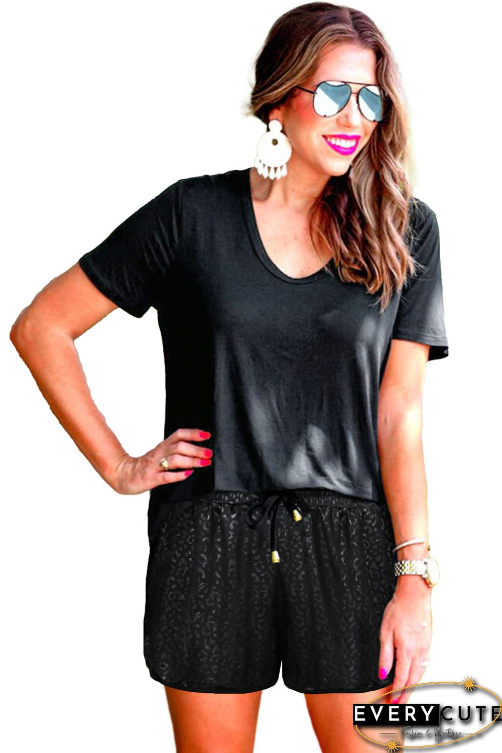 Leopard Drawstring Everyday Shorts