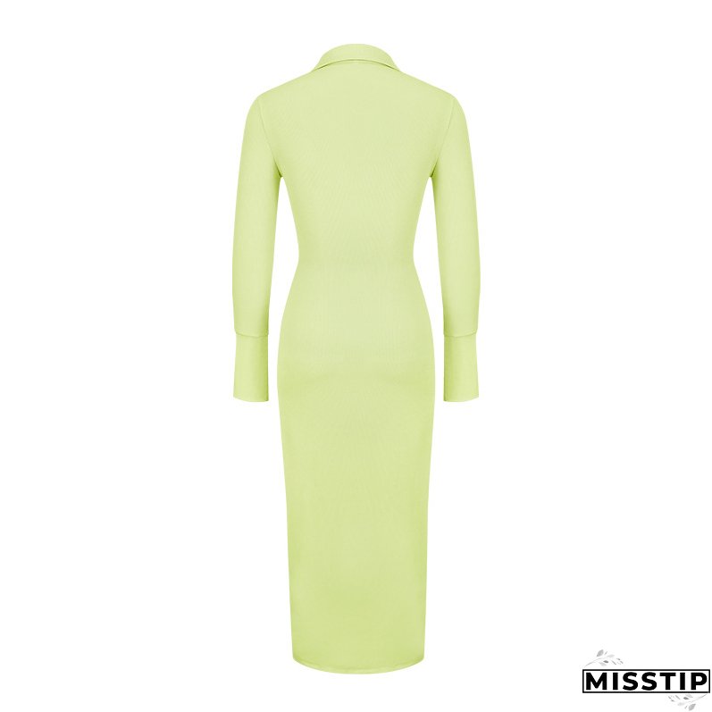 Sexy Button Long-Sleeved Midi Dresses For Women
