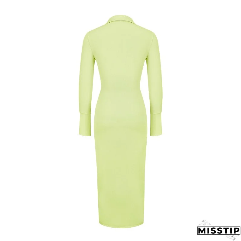 Sexy Button Long-Sleeved Midi Dresses For Women
