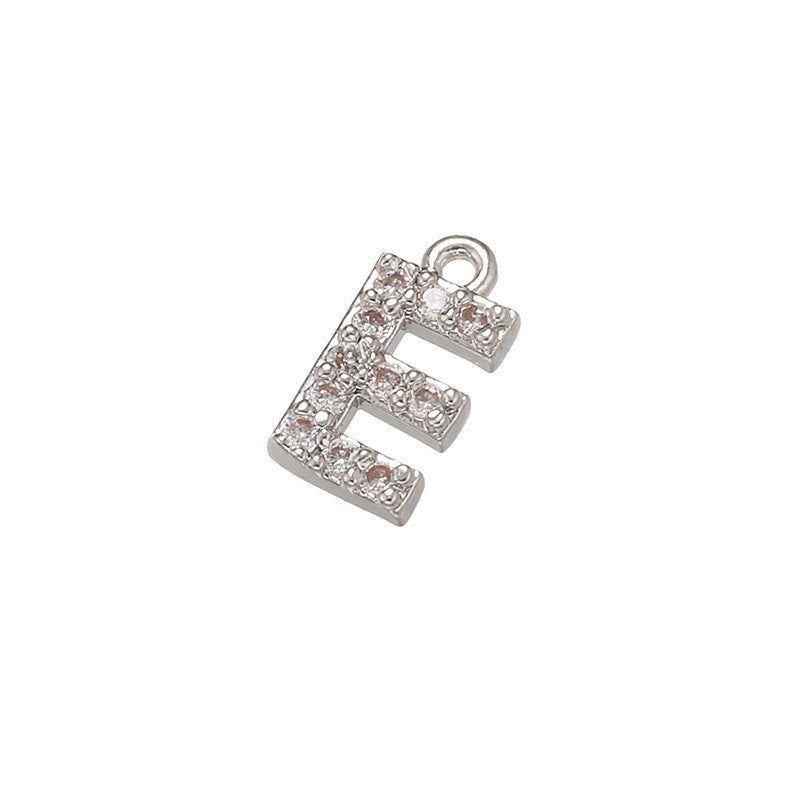 1 Piece 925 Sterling Silver Zircon 22K Gold Plated Rhodium Plated Letter Pendant Charms