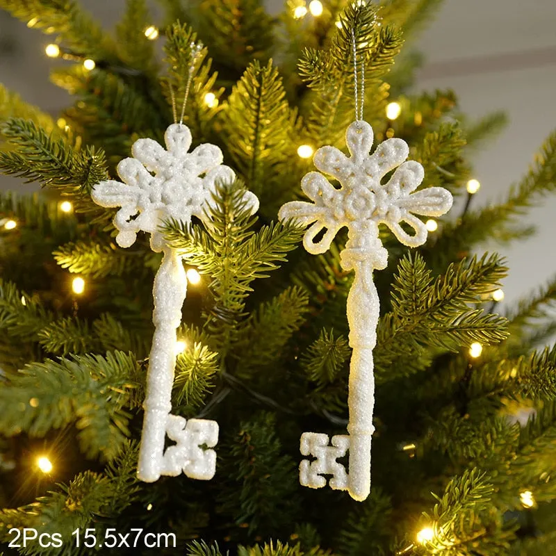 Xmas Tree Pendants Snowflake Angel Deer Hanging Ornaments Christmas Decorations For Home Kids Toy 2022 Navidad New Year Party