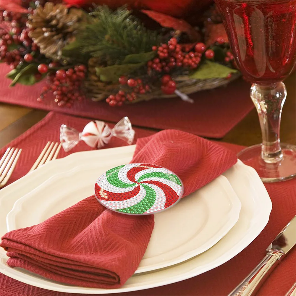 2Pcs Spiral Diamond Painting Napkin Ring Diamond Art Napkin Holder for Table