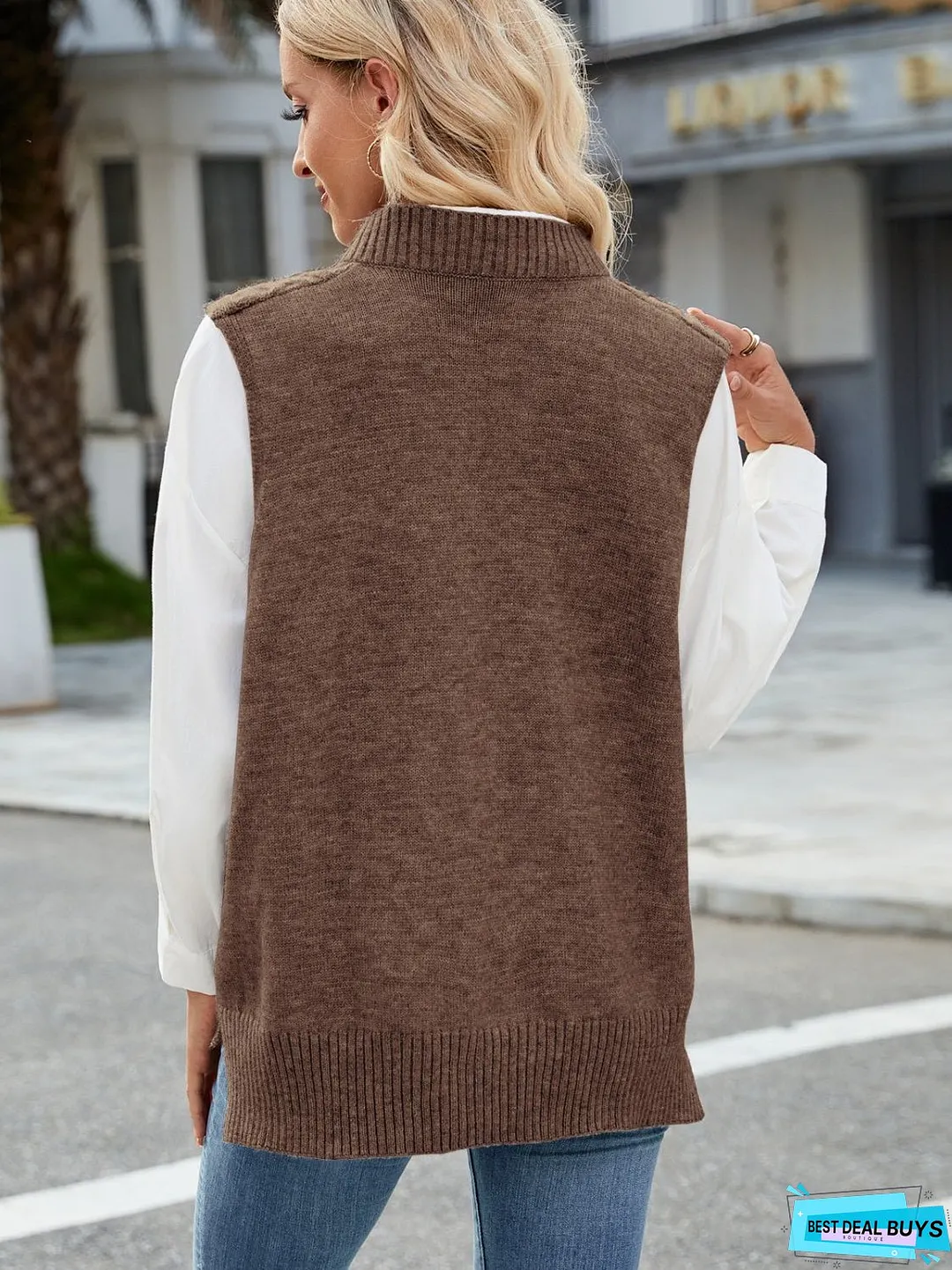 Cable Knit V-Neck Sweater Vest