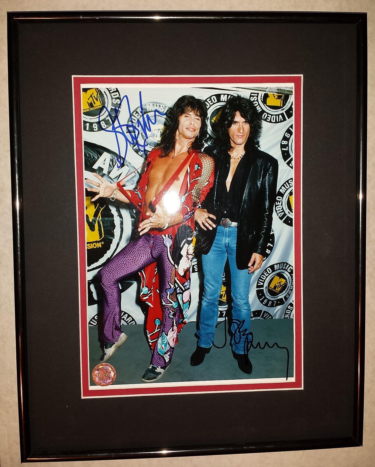 Steven Tyler Joe Perry 8x10 Signed Autographed Double Matted Aerosmith GFA COA