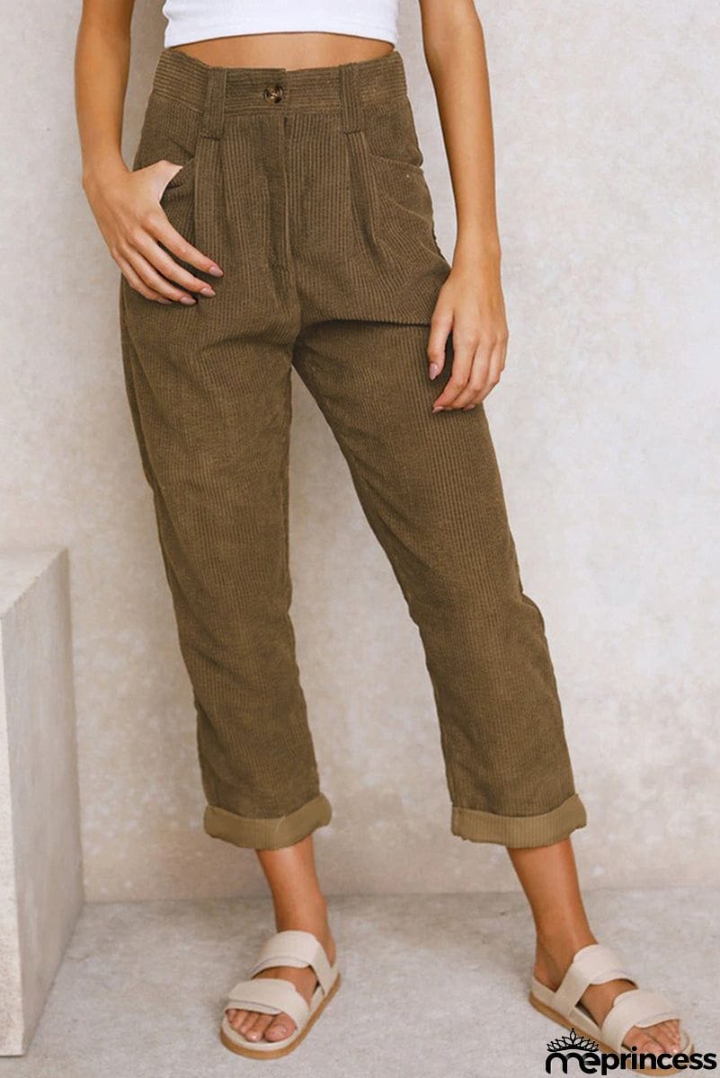 High Waisted Baggy Corduroy Pant