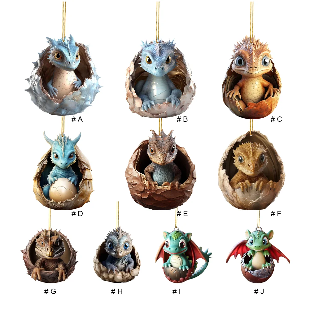 Christmas Dragon Baby Egg Ornaments Acrylic Dragon Egg Pendants for Car Backpack