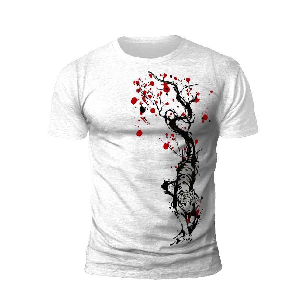 Tiger's Roar: Dynamic Ink Style T-Shirt