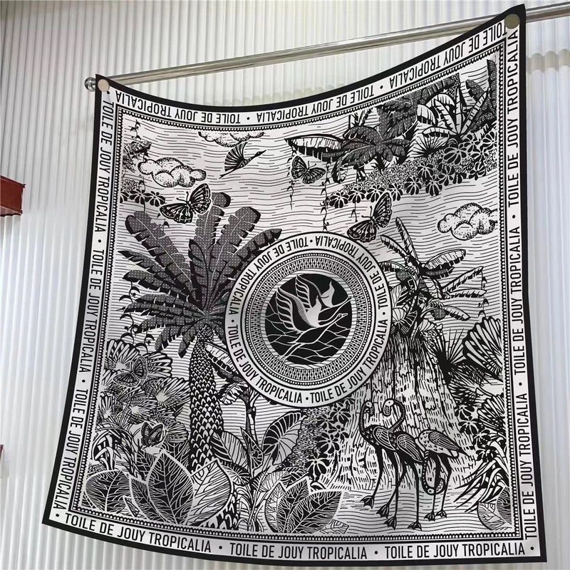 90cm * 90cm Hangzhou High Quality Twill Forged Large Square Scarf Fashion Printed Scarf Sunscreen Shawl Scarf