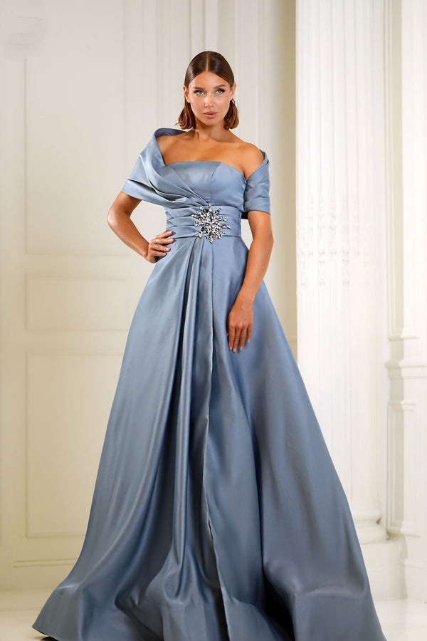 Ovlias Exquisite Off-the-shoulder Rhinestone Satin Formal Prom Dress LY0634