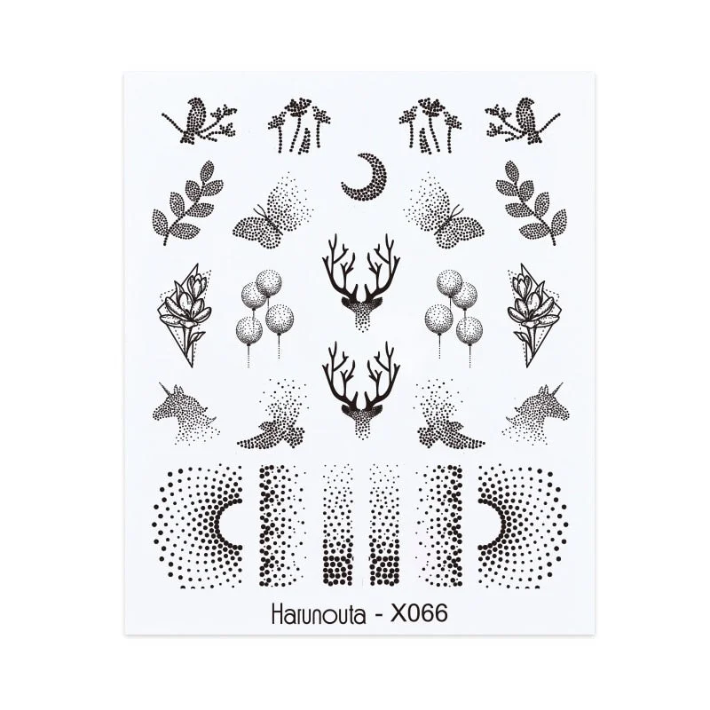 Harunouta Geometric Lines Flower Leaf Water Decals Spring Summer Fruit Floral Butterfly Stickers Paper For Nails DIY Decoration