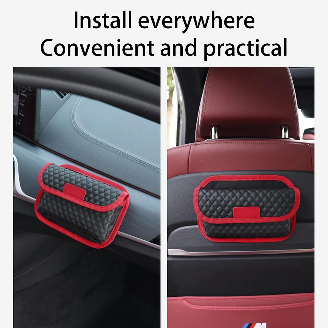 Car Seat Side Pocket Organizer, PU Leather Multifunctional Automotive Storage Bag for Phones Keys Cards, Mini Seat Gap Filler Pouch for Door Console, Universal Vehicle Accessories (Red)