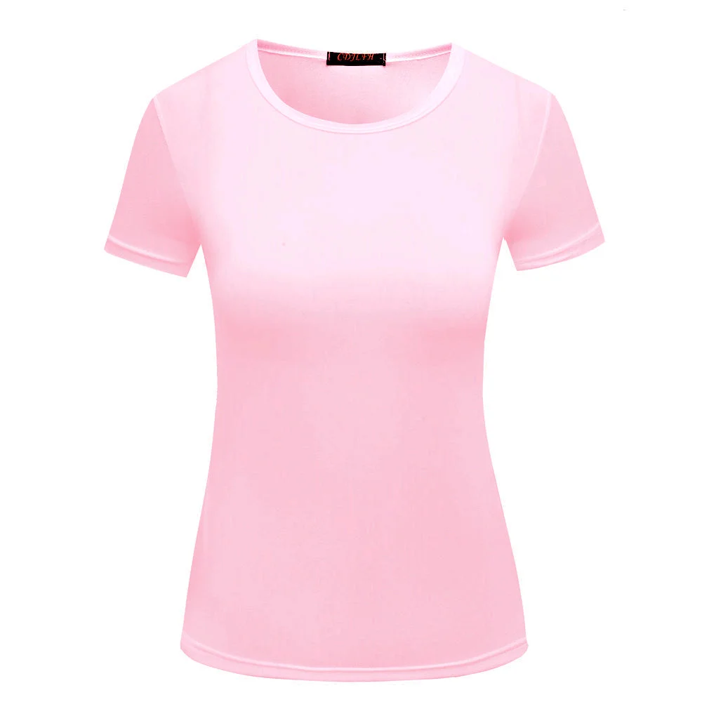 Uveng Women's Solid Color Pullover T-shirt Short Sleeve Wear