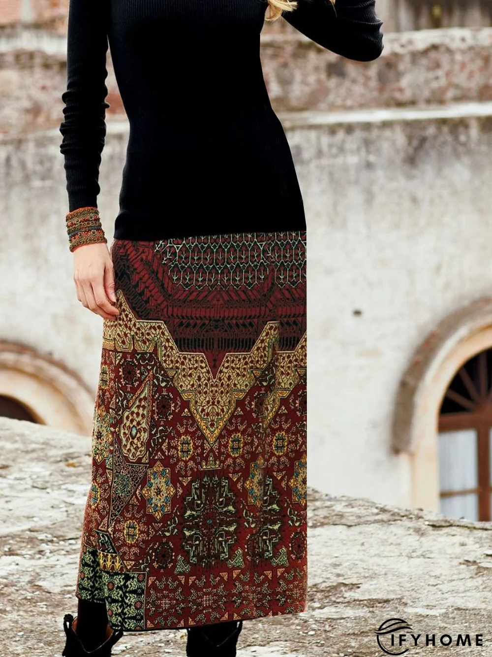 Vintage Regular Fit Crew Neck Dress | IFYHOME