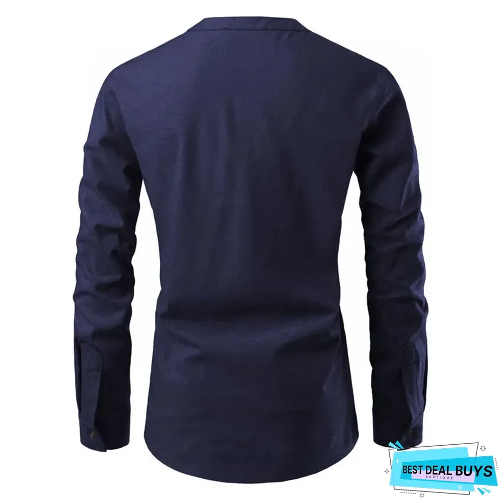 Men's Casual Pullover Long Sleeve Shirt