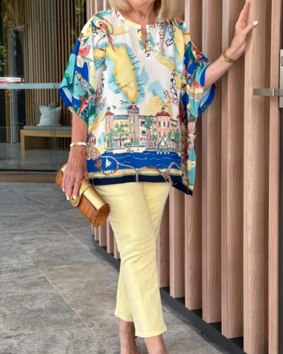Print Poncho Set
