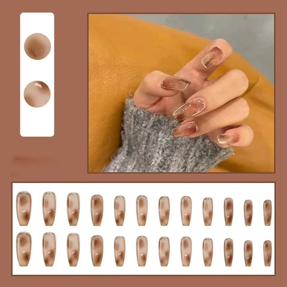 Long Coffin False Nails Grimace Pink French Ballerina Fake Nails Lady Full Cover Nail Tips Women Heart Lattice Press On Nails