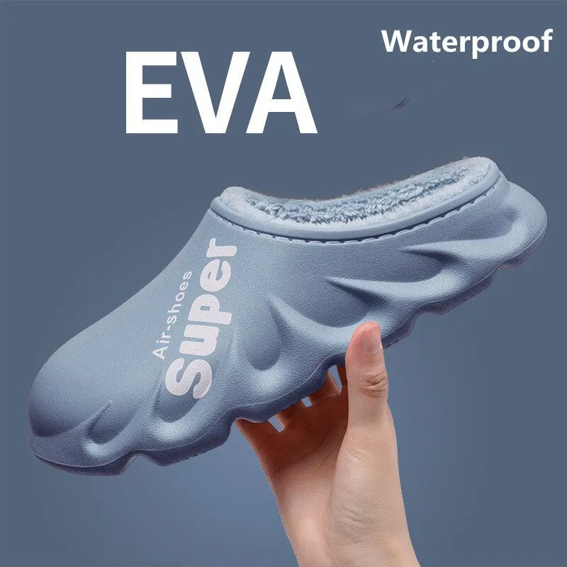 2021 Couples Winter Plush Slippers Warm Men Shoes Waterproof Autumn Women Non-Slip Cotton Indoor Cozy Home Thick Heel Slipper