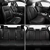 MINGBRON Car Seat Cover Full Set, Leather Car Seat Cover, Waterproof Seat Covers, Car Seat Cushion, Nappa Leather Seat Covers Car Seat Protector Universal Fit Most Cars Black