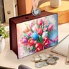 (US Local)Diamond Painting Piggy Bank Wooden Coin Bank Storage Box Kit(Tulip)