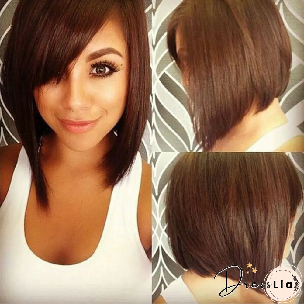 Bobo Side Split Middle Split Bangs Short Straight Hair Black Light Brown Medium Long Hair Set