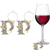 2pcs/set DIY 26 Letters Double Side Diamond Painting Wine Glass Charms Identification Kit