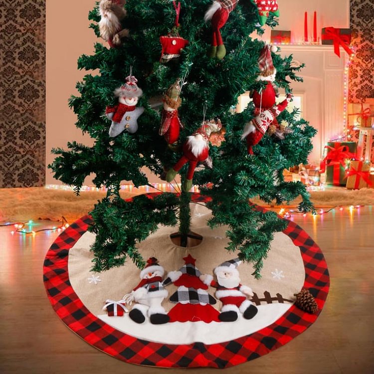 48-inch Santa Claus and Snowman Christmas Tree Skirt