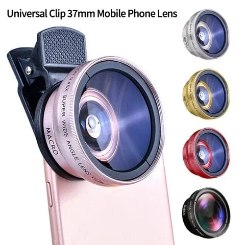 pornhint Pornhint 3 IN 1 Lens Universal Clip 37mm Mobile Phone Lens Professional 0.45x 49uv Super Wide-Angle + Macro HD Lens For iPhone Android