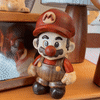 Handmade solid wood inlaid Mario creative figurine, cartoon character desktop decoration gift