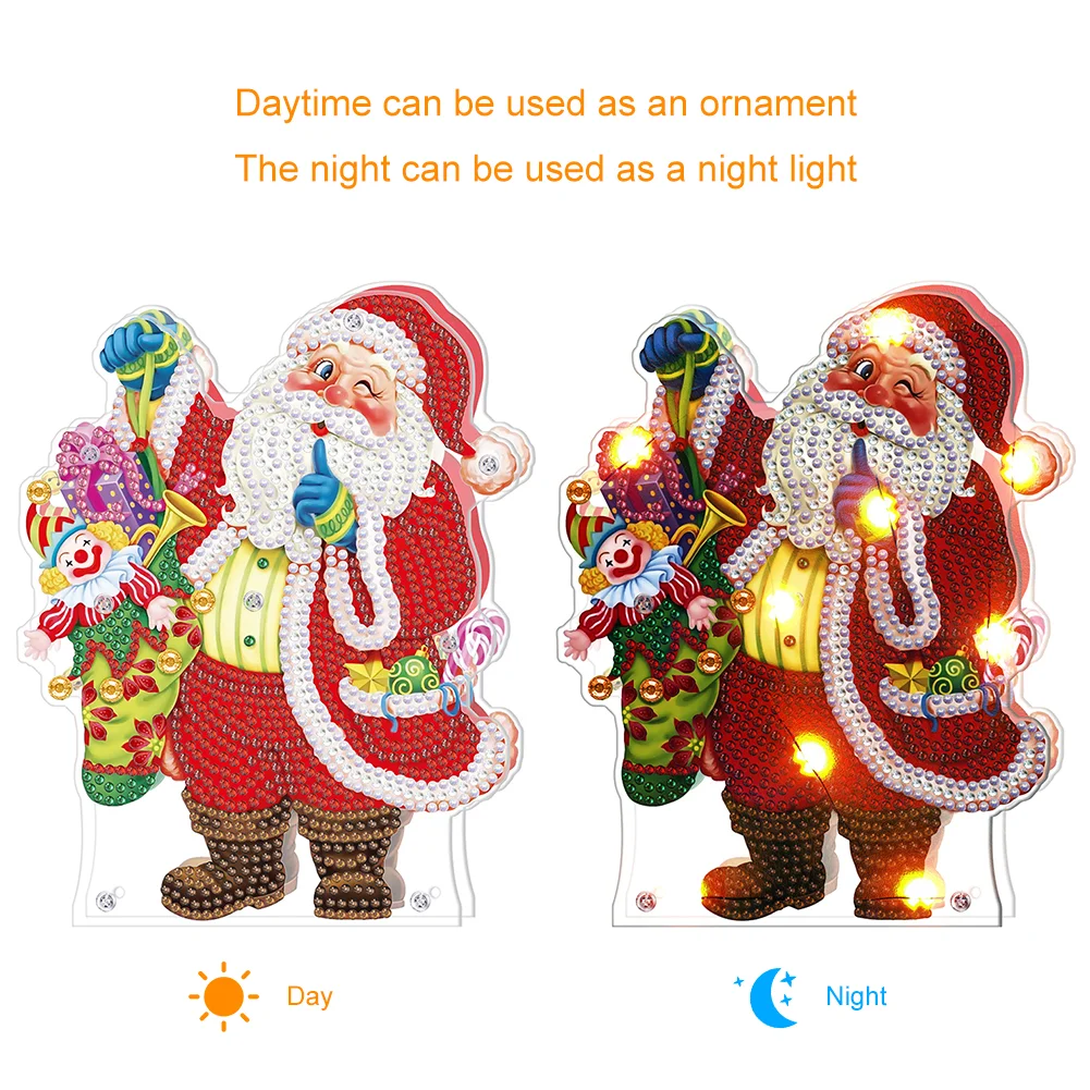 DIY Diamond Painting Light Christmas Tree Snowman Nightlight Lamp