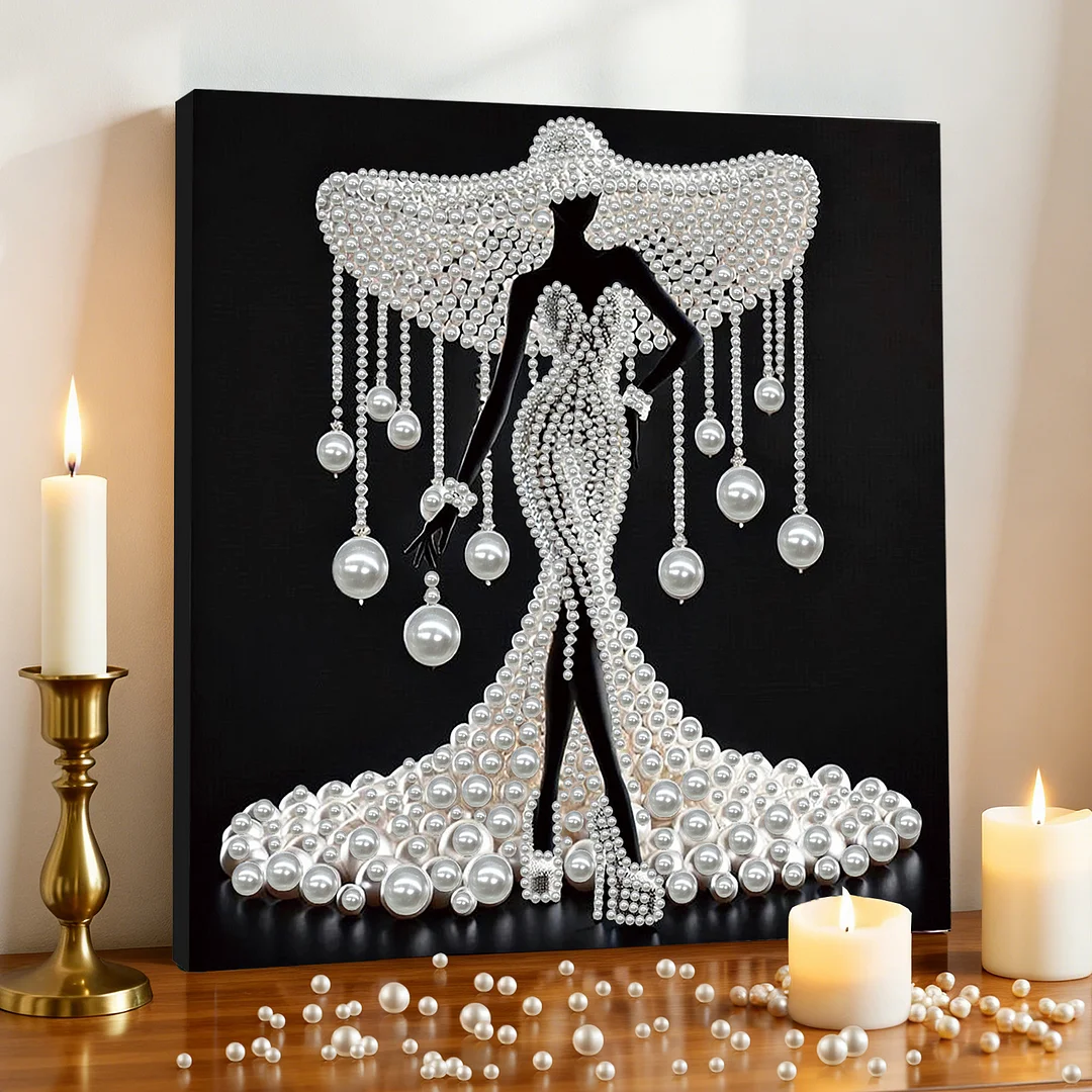 Elegant Lady - DIY Pearl Diamond Art Kit With Frame 30*30cm